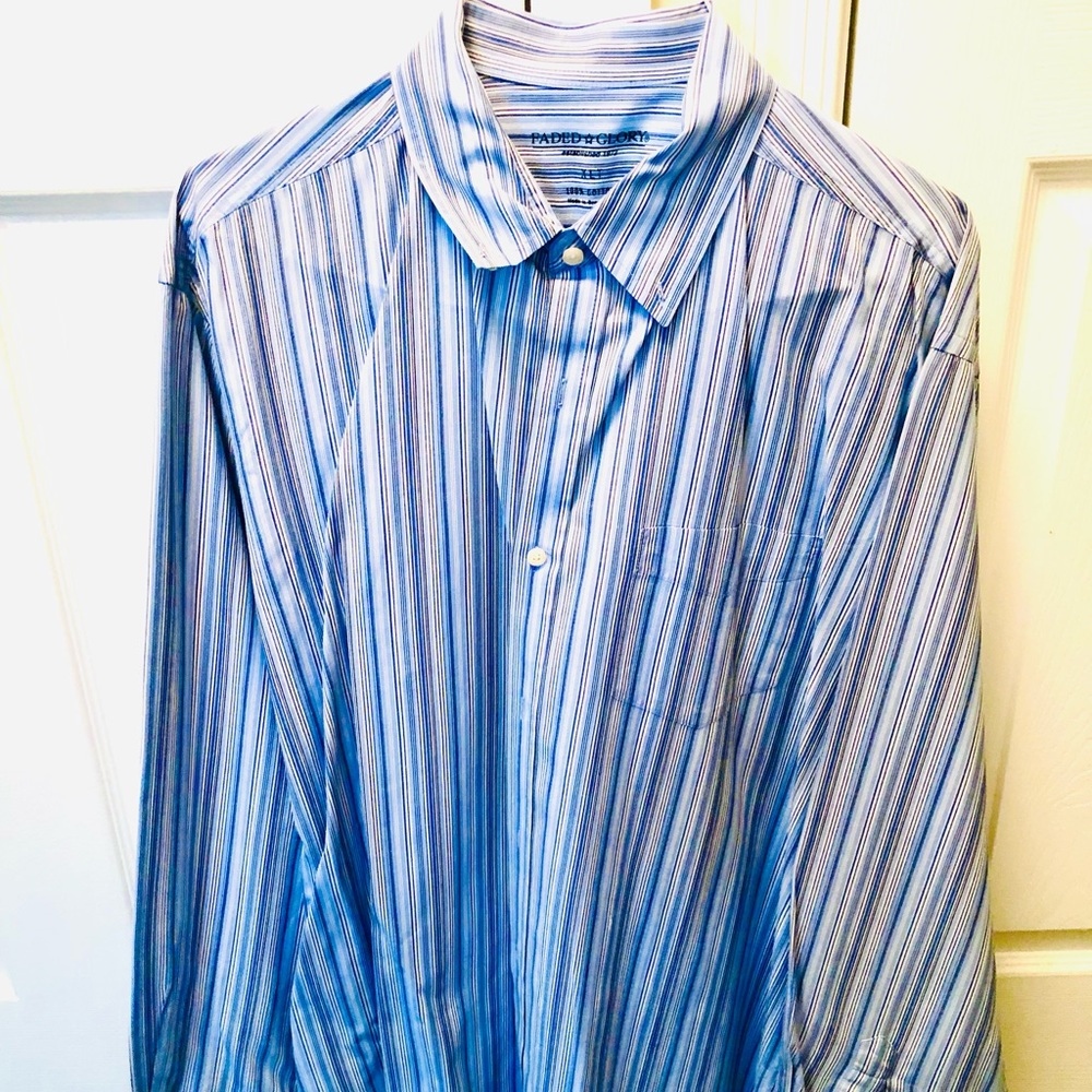 Blue and White striped button down shirt